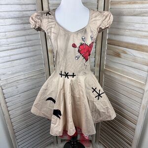 Seeing Red VooDoo Doll Nude Red Appliques Dress Costume Cosplay Small